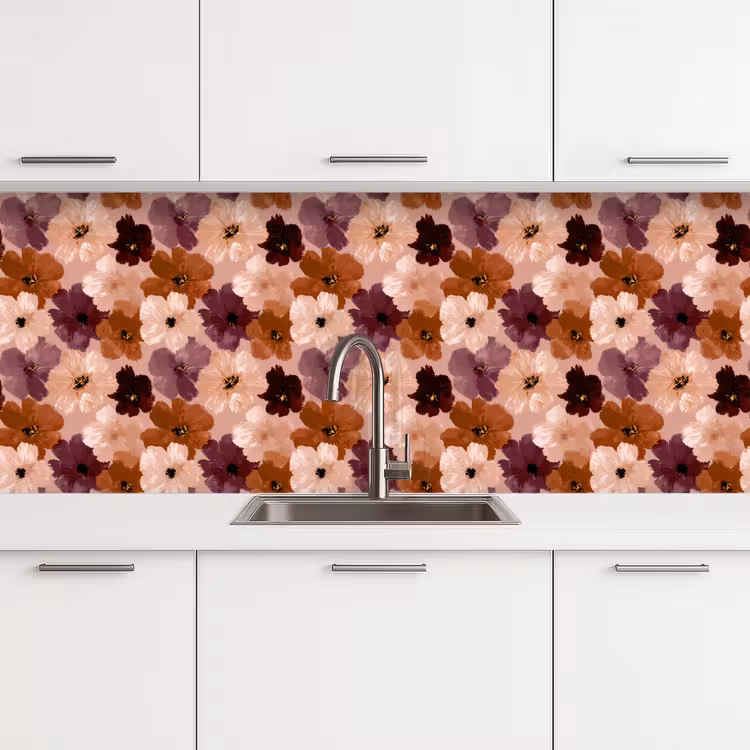 Schienale cucina - Fiori - Astratto - Toni della terra — 4