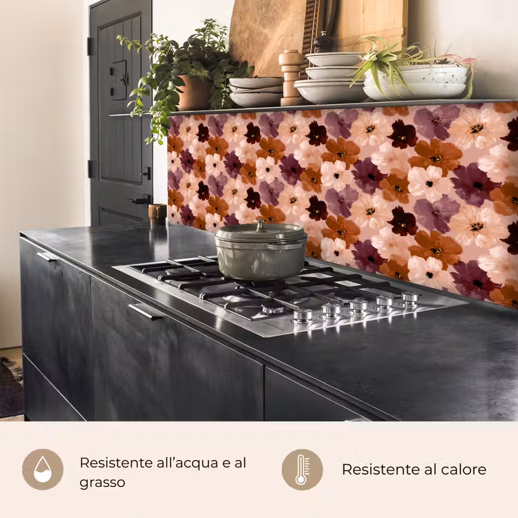 Schienale cucina - Fiori - Astratto - Toni della terra — 5