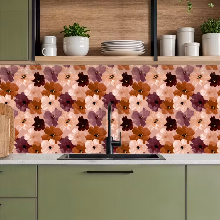 Schienale cucina - Fiori - Astratto - Toni della terra — 8