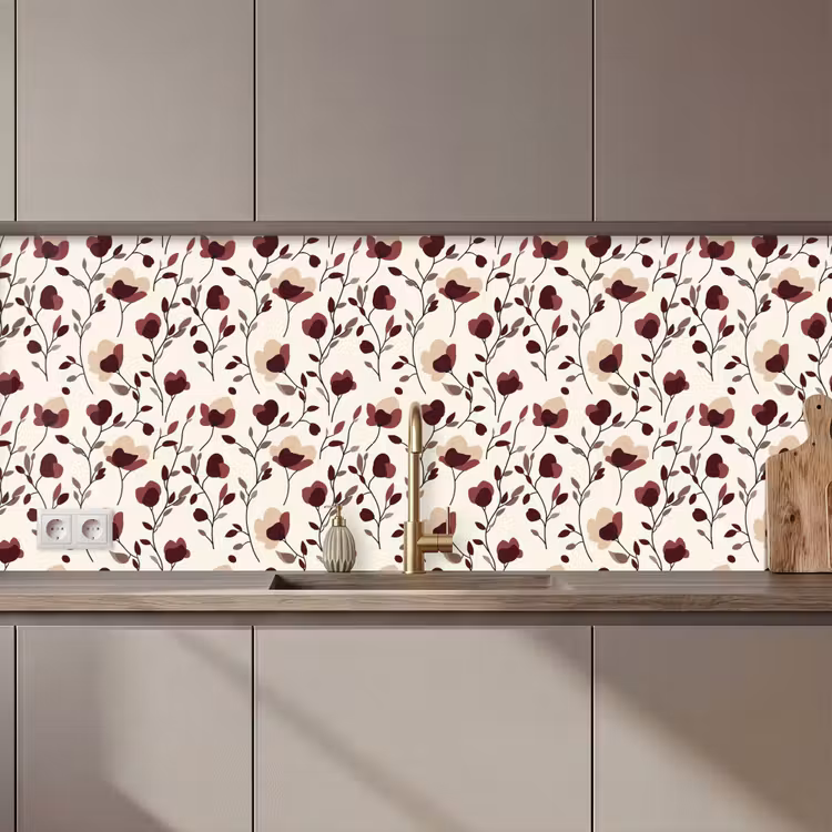 Schienale cucina - Fiori - Botanica - Bordeaux — 1