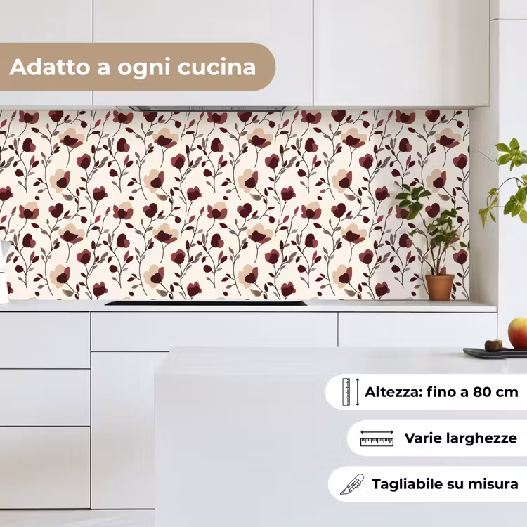 Schienale cucina - Fiori - Botanica - Bordeaux — 7