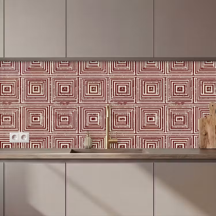 Schienale cucina - Geometrico - Motivo - Rosso — 1