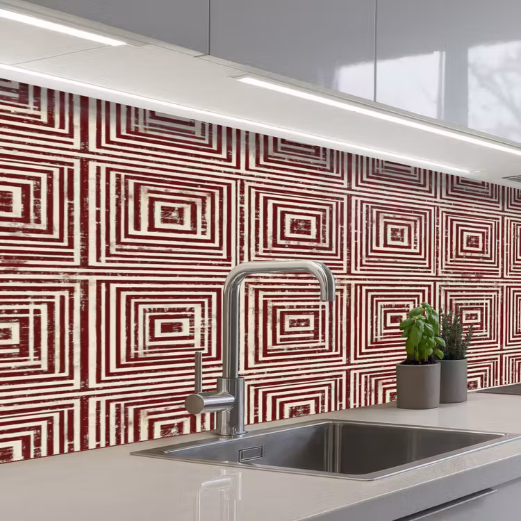 Schienale cucina - Geometrico - Motivo - Rosso — 2