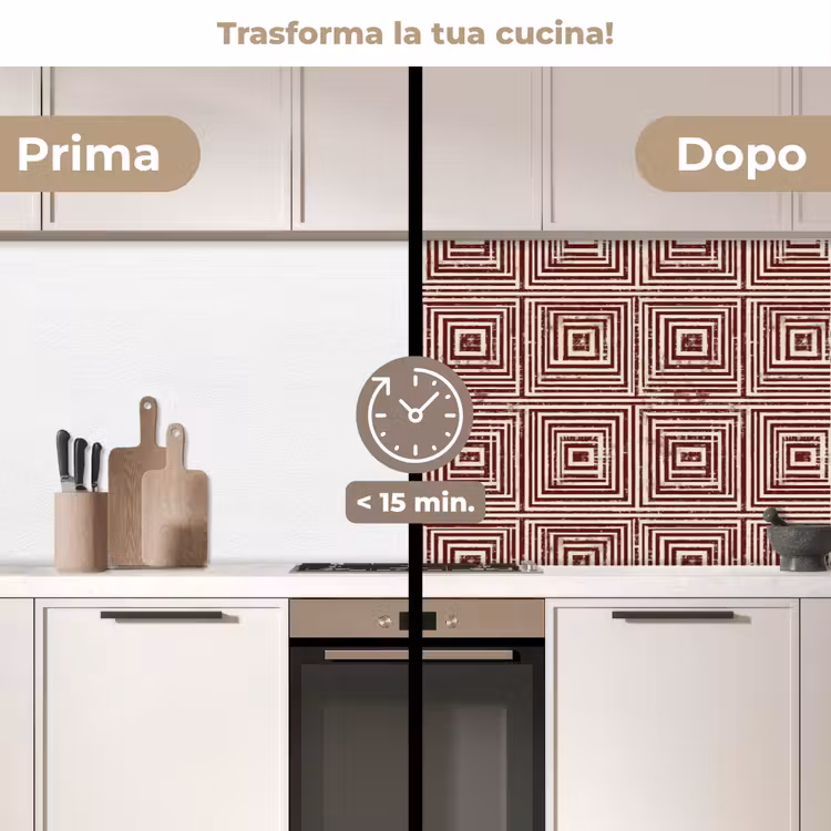 Schienale cucina - Geometrico - Motivo - Rosso — 3