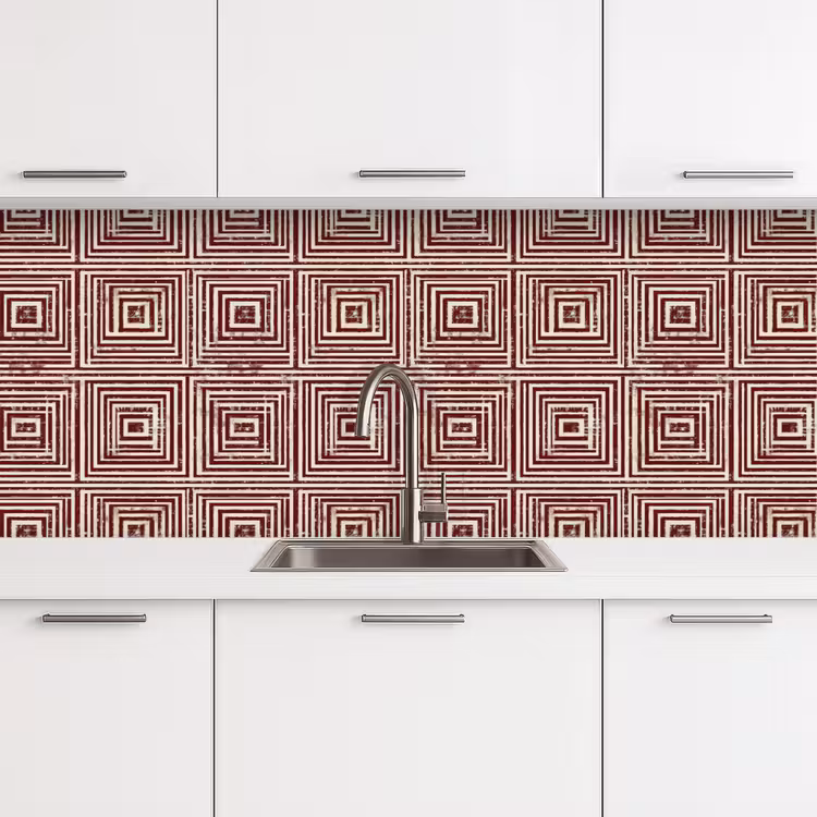 Schienale cucina - Geometrico - Motivo - Rosso — 4