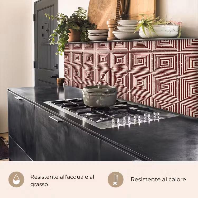 Schienale cucina - Geometrico - Motivo - Rosso — 5