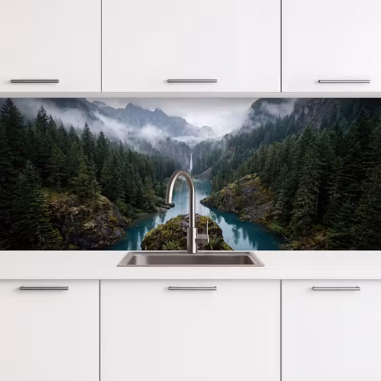 Schienale cucina - Cascata - Alberi - Montagne — 4
