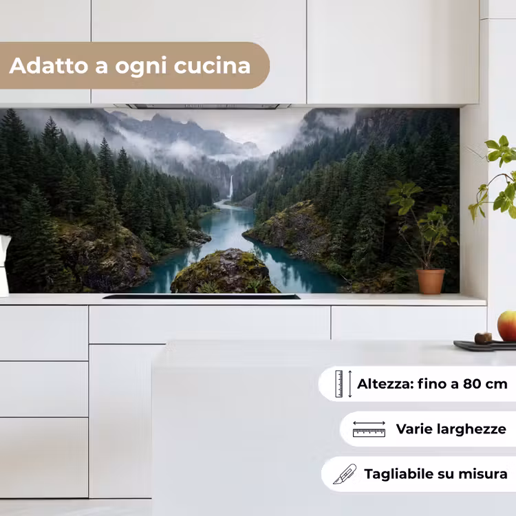 Schienale cucina - Cascata - Alberi - Montagne — 7