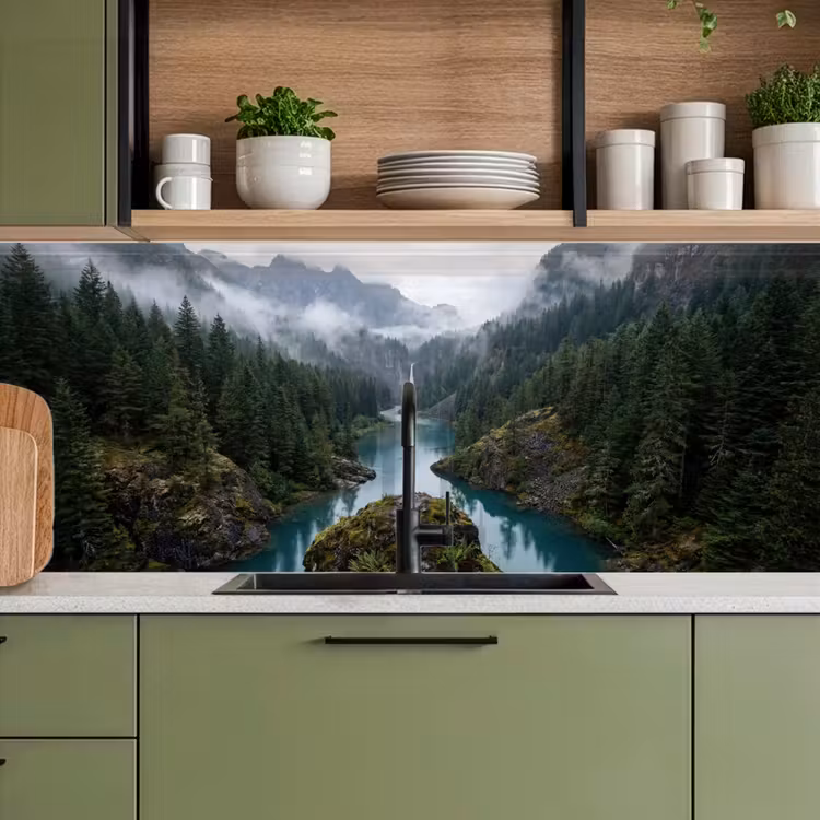 Schienale cucina - Cascata - Alberi - Montagne — 8