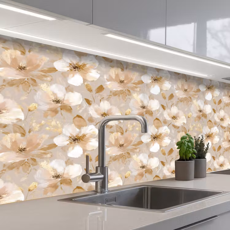 Schienale cucina - Fiori - artistici - Oro — 2