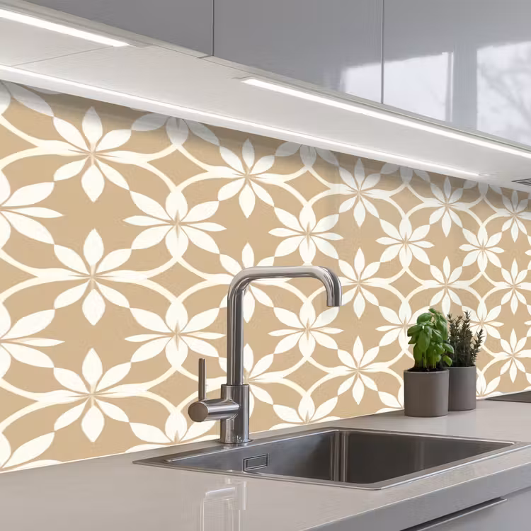 Schienale cucina - Fiori - Motivo - Beige — 2