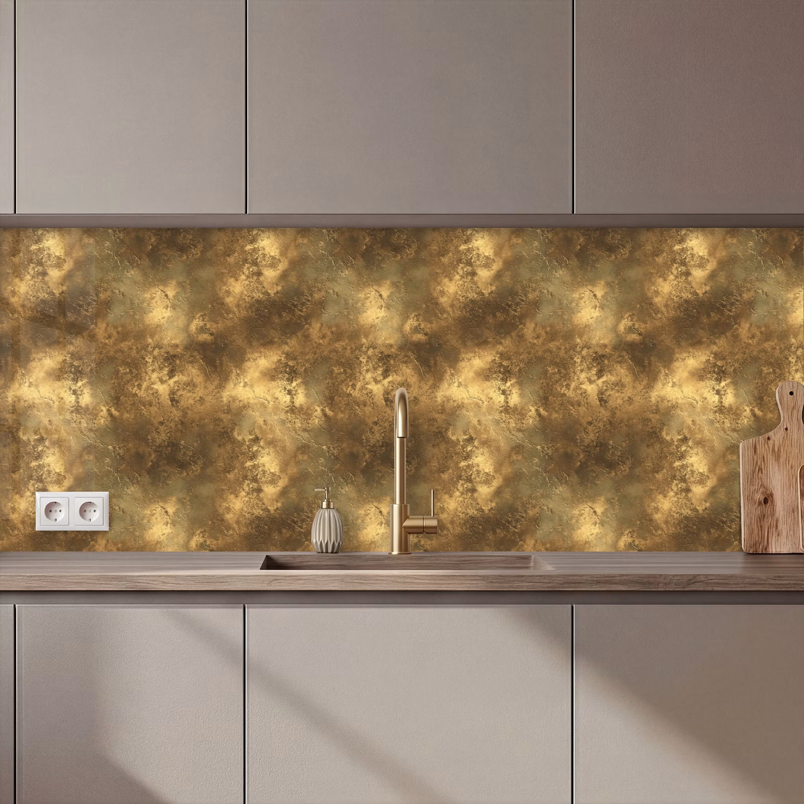 Schienale cucina - Antico - aspetto metallico - Oro — 1