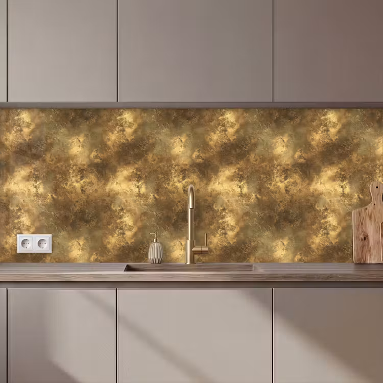Schienale cucina - Antico - aspetto metallico - Oro — 1
