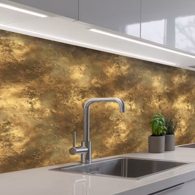 Schienale cucina - Antico - aspetto metallico - Oro — 2