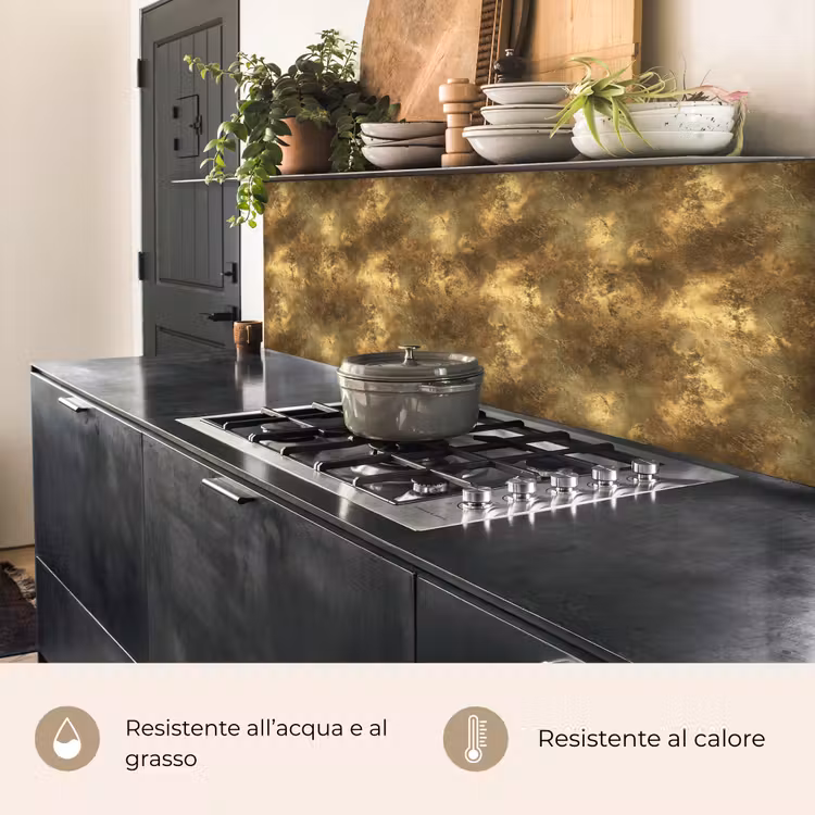Schienale cucina - Antico - aspetto metallico - Oro — 5