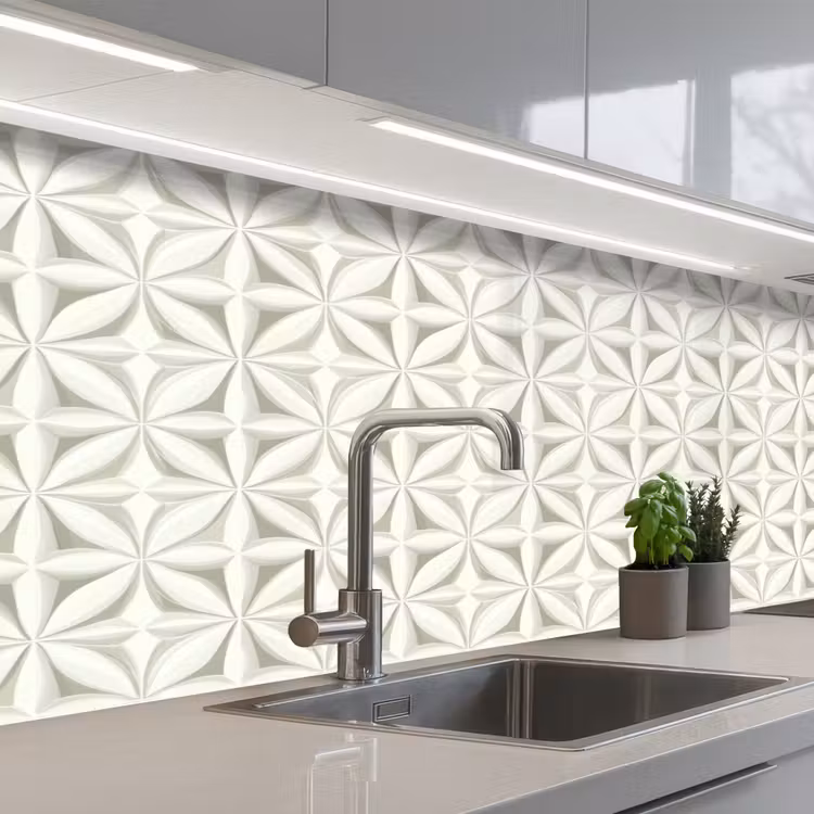 Schienale cucina - Astratto - Texture - Grigio - Bianco — 2
