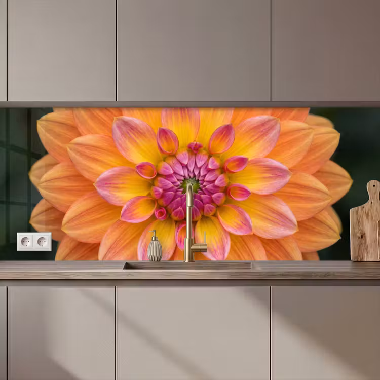 Schienale cucina - Dalia - Fiore - Arancione — 1