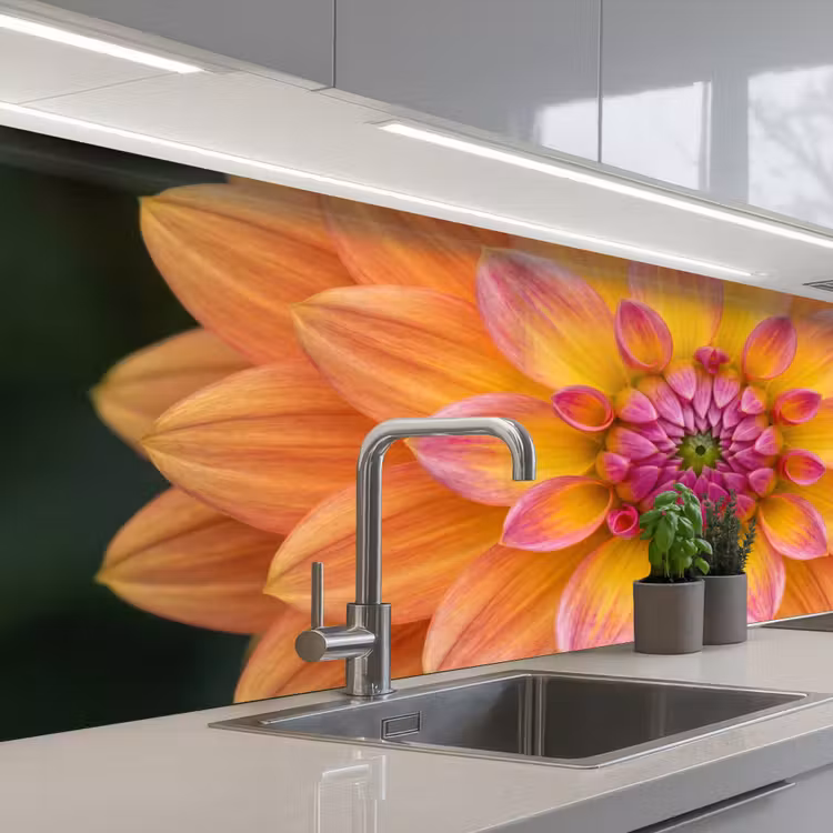 Schienale cucina - Dalia - Fiore - Arancione — 2