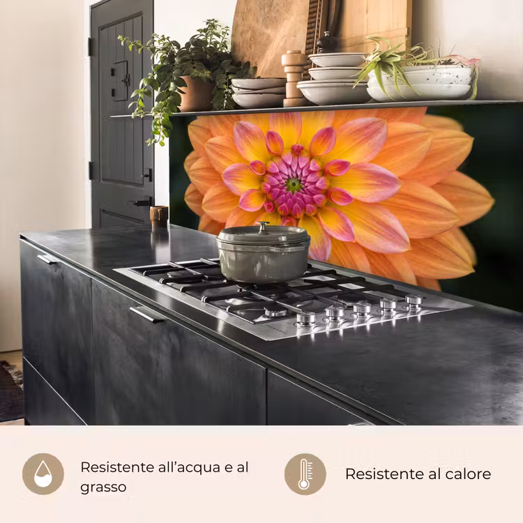 Schienale cucina - Dalia - Fiore - Arancione — 5