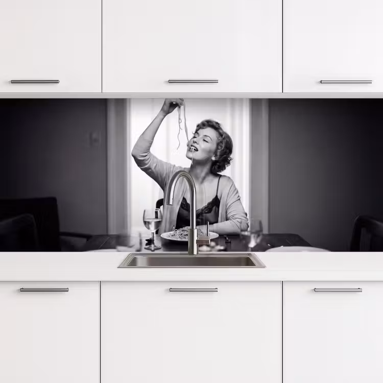 Schienale cucina - Donna - Spaghetti - Nero - Bianco — 4