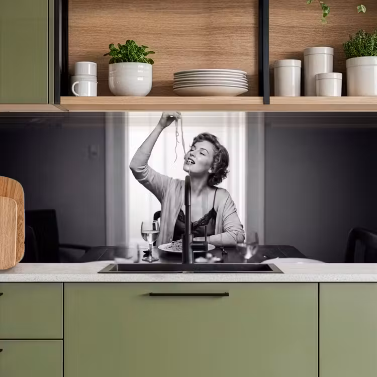 Schienale cucina - Donna - Spaghetti - Nero - Bianco — 8