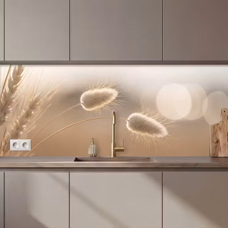 Schienale cucina - Erba a coda di castoro - Peli di grano - Luce solare — 1