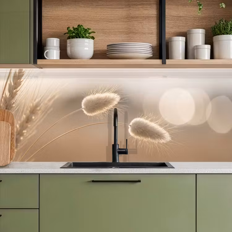 Schienale cucina - Erba a coda di castoro - Peli di grano - Luce solare — 8