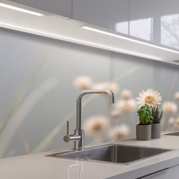 Schienale cucina - Fiori di paglia - Bianco - Luce diurna — 2