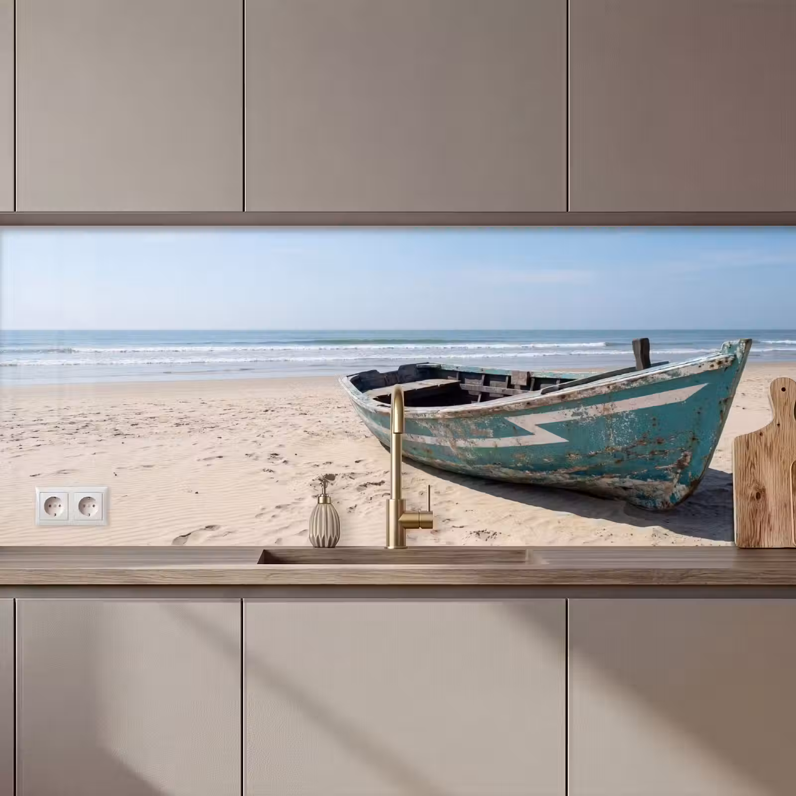 Schienale cucina - Barca - Spiaggia di sabbia - Mare — 1