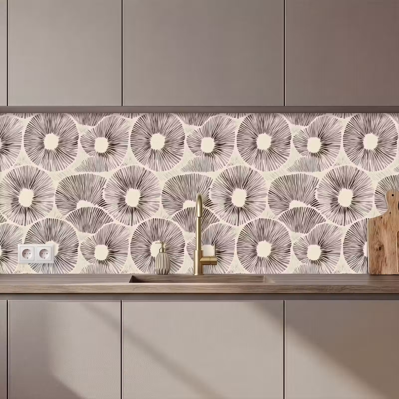 Schienale cucina - Cerchi - Motivo - Nero — 1
