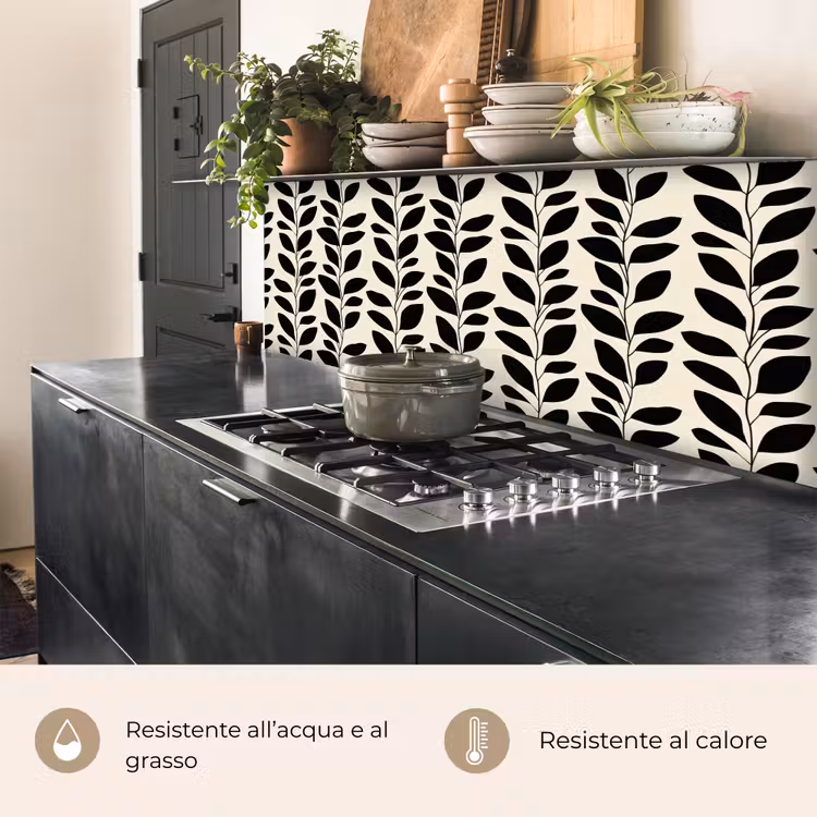 Schienale cucina - Botanico - Motivo - Nero - Beige — 5
