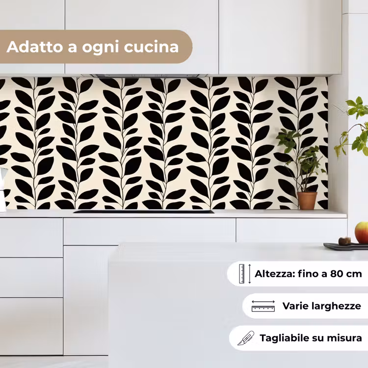 Schienale cucina - Botanico - Motivo - Nero - Beige — 7