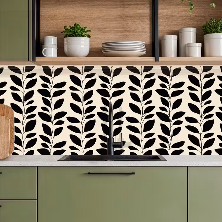 Schienale cucina - Botanico - Motivo - Nero - Beige — 8