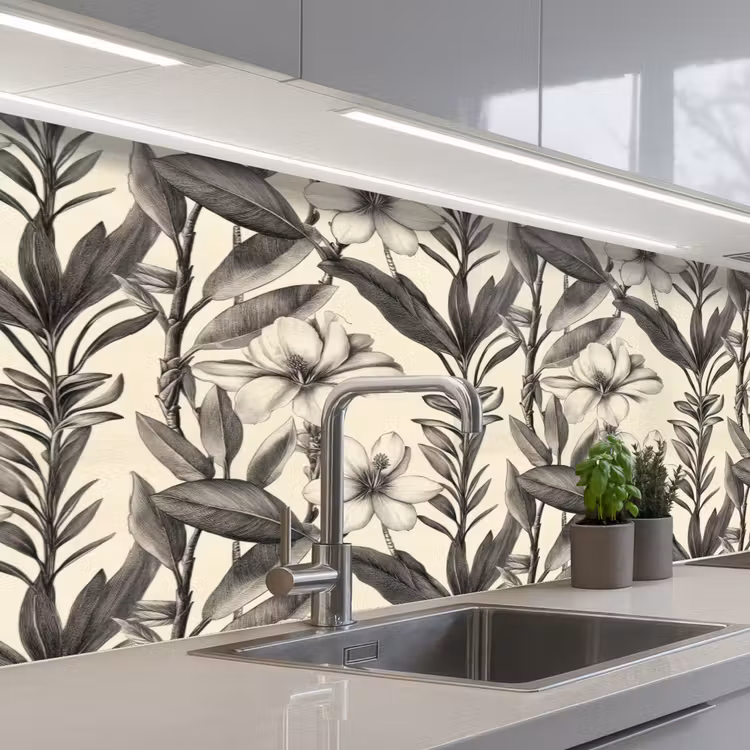 Schienale cucina - Classico - Botanico - Nero - Beige — 2
