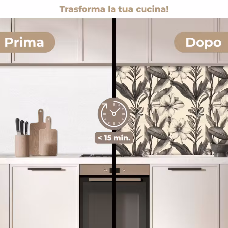 Schienale cucina - Classico - Botanico - Nero - Beige — 3