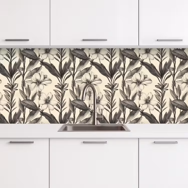 Schienale cucina - Classico - Botanico - Nero - Beige — 4