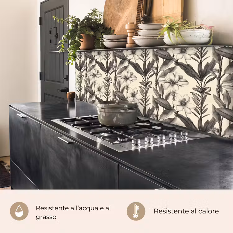 Schienale cucina - Classico - Botanico - Nero - Beige — 5