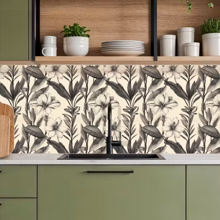 Schienale cucina - Classico - Botanico - Nero - Beige — 8