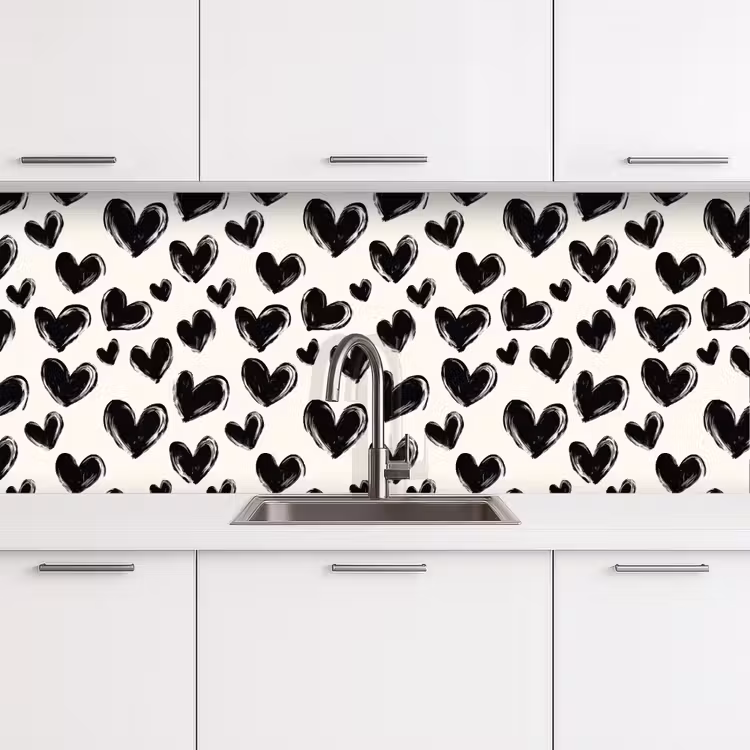Schienale cucina - Cuori - Motivo - Nero — 4