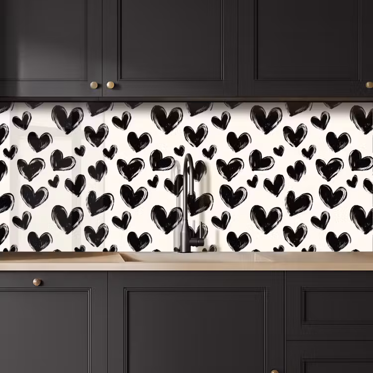 Schienale cucina - Cuori - Motivo - Nero — 6