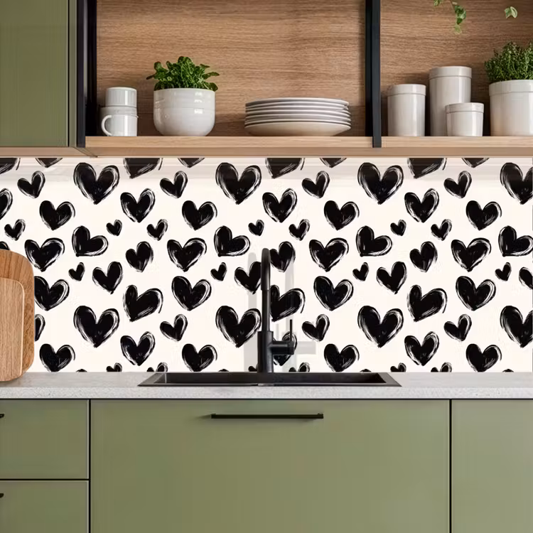 Schienale cucina - Cuori - Motivo - Nero — 8