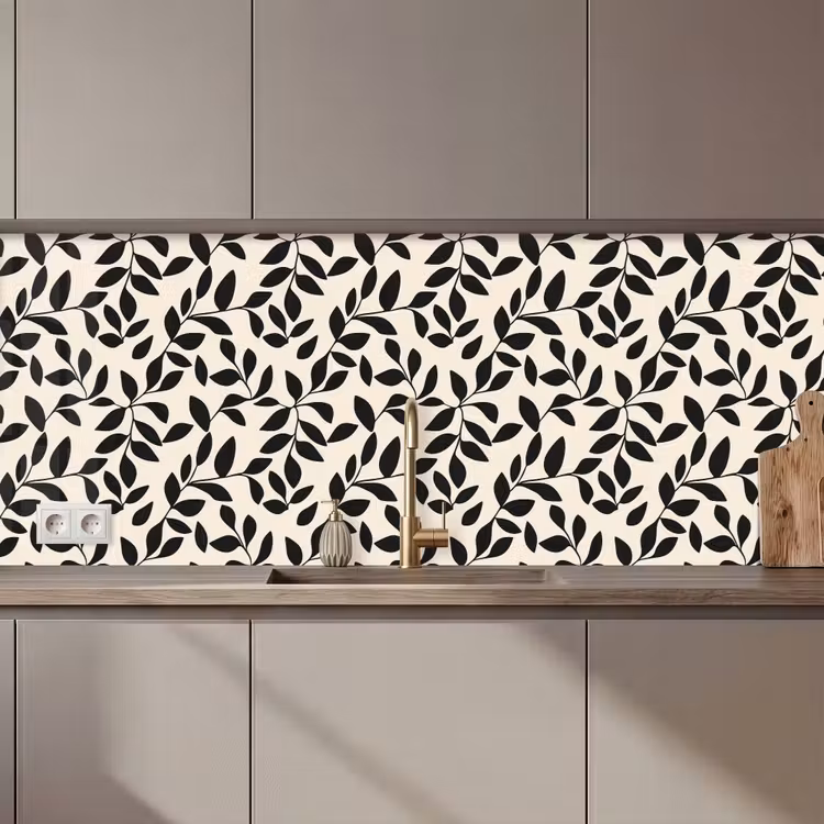 Schienale cucina - Elegante - Fantasia - Nero - Beige — 1