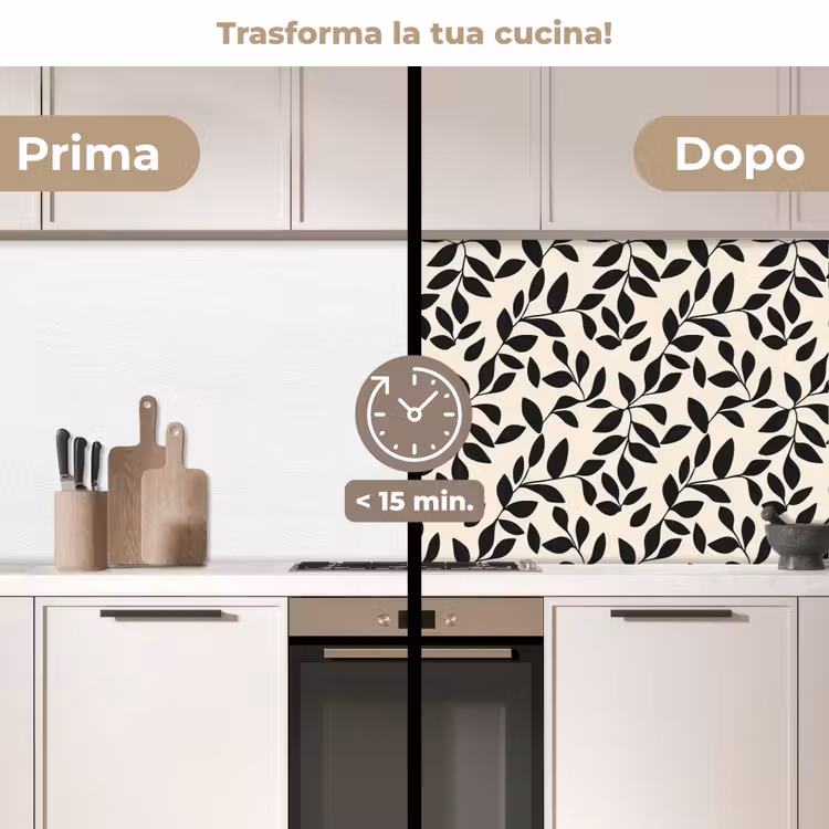 Schienale cucina - Elegante - Fantasia - Nero - Beige — 3