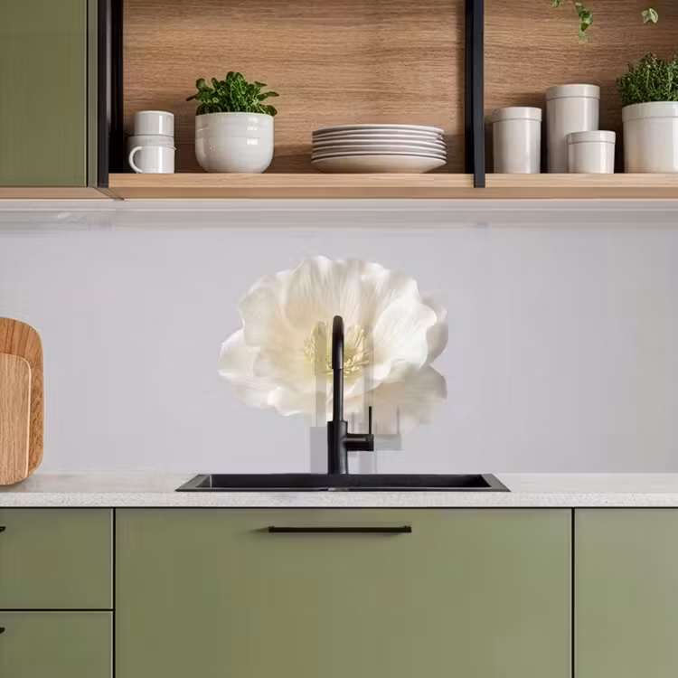 Schienale cucina - Fiore - Minimalista - Bianco — 8