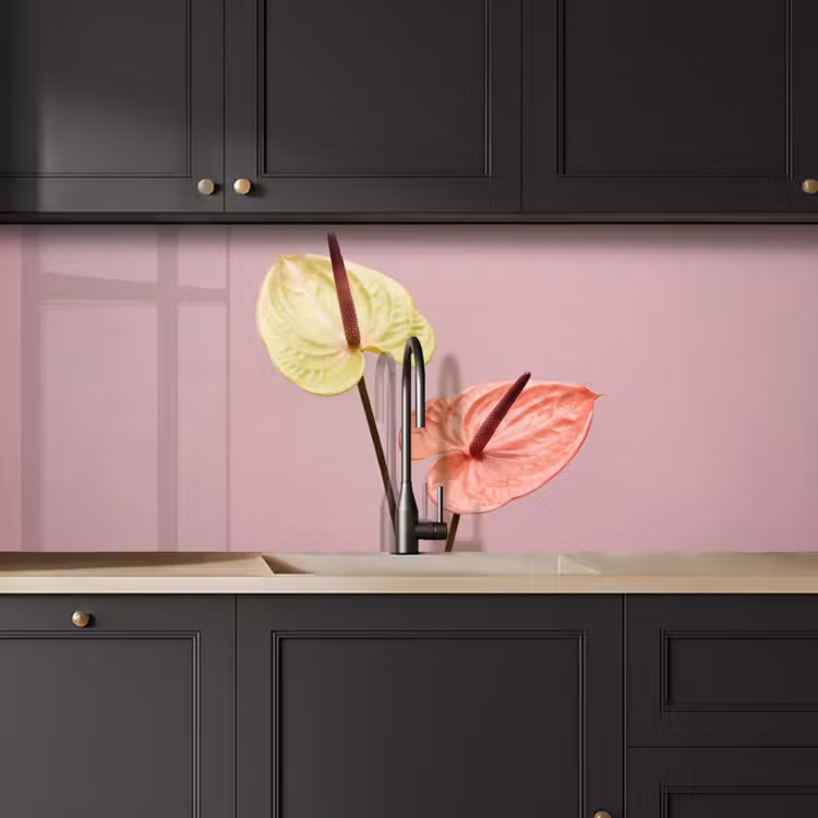 Schienale cucina - Fiori - Anthurium - Giallo - Rosa — 6