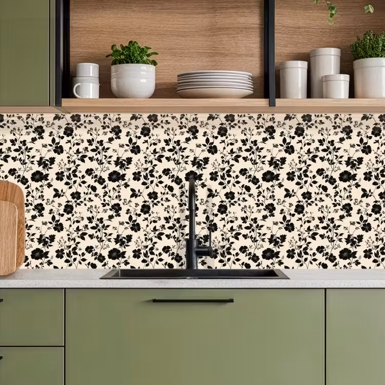 Schienale cucina - Fiori - Motivo - Nero — 8