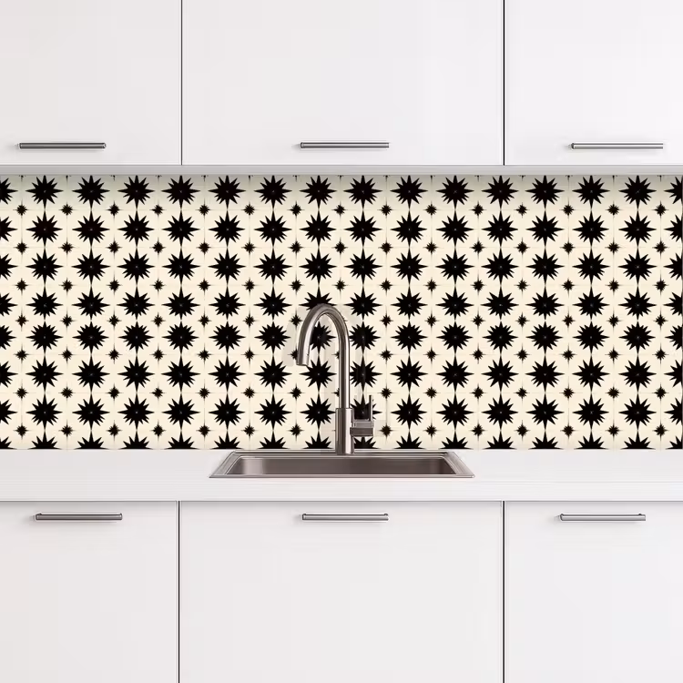 Schienale cucina - Forme a stella - Geometrico - Nero — 4
