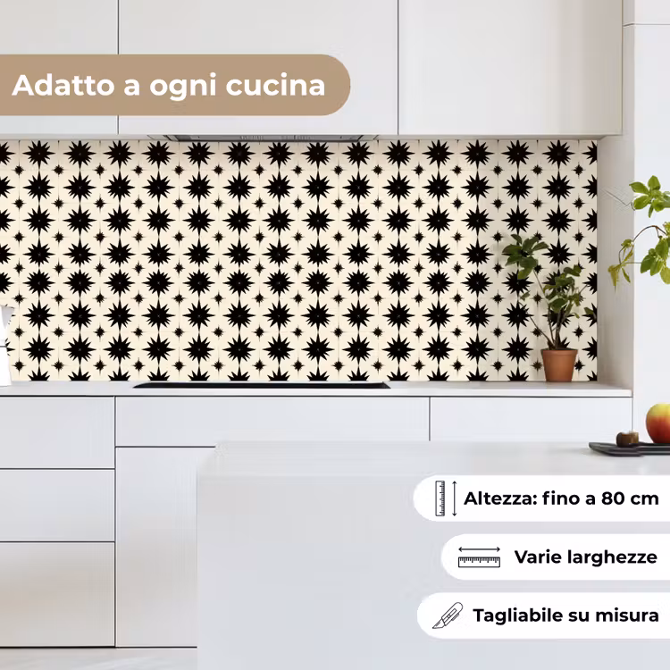 Schienale cucina - Forme a stella - Geometrico - Nero — 7
