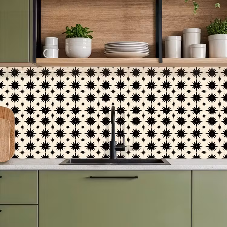 Schienale cucina - Forme a stella - Geometrico - Nero — 8