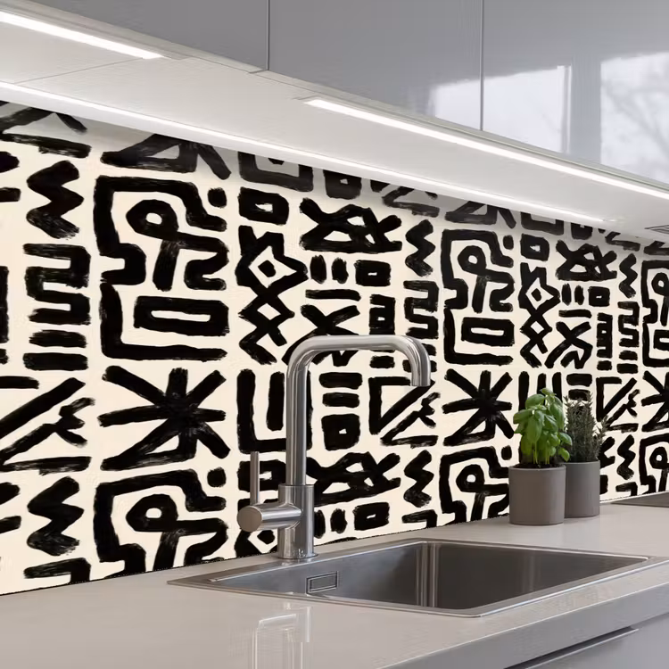 Schienale cucina - Geometrico - Figure - Nero — 2